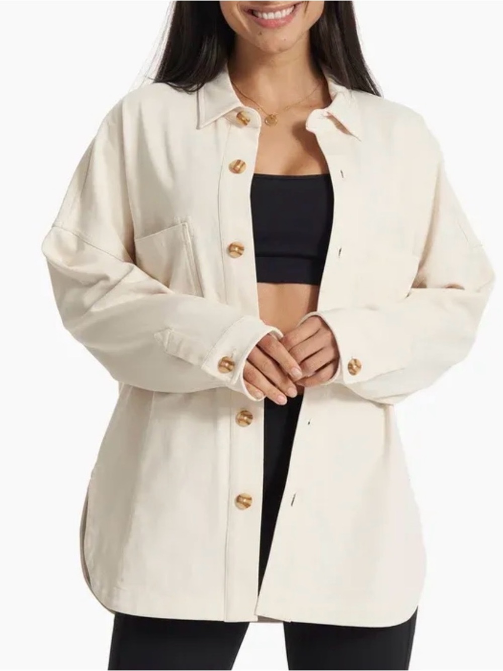 Vuori Cream Button Shirt Jacket